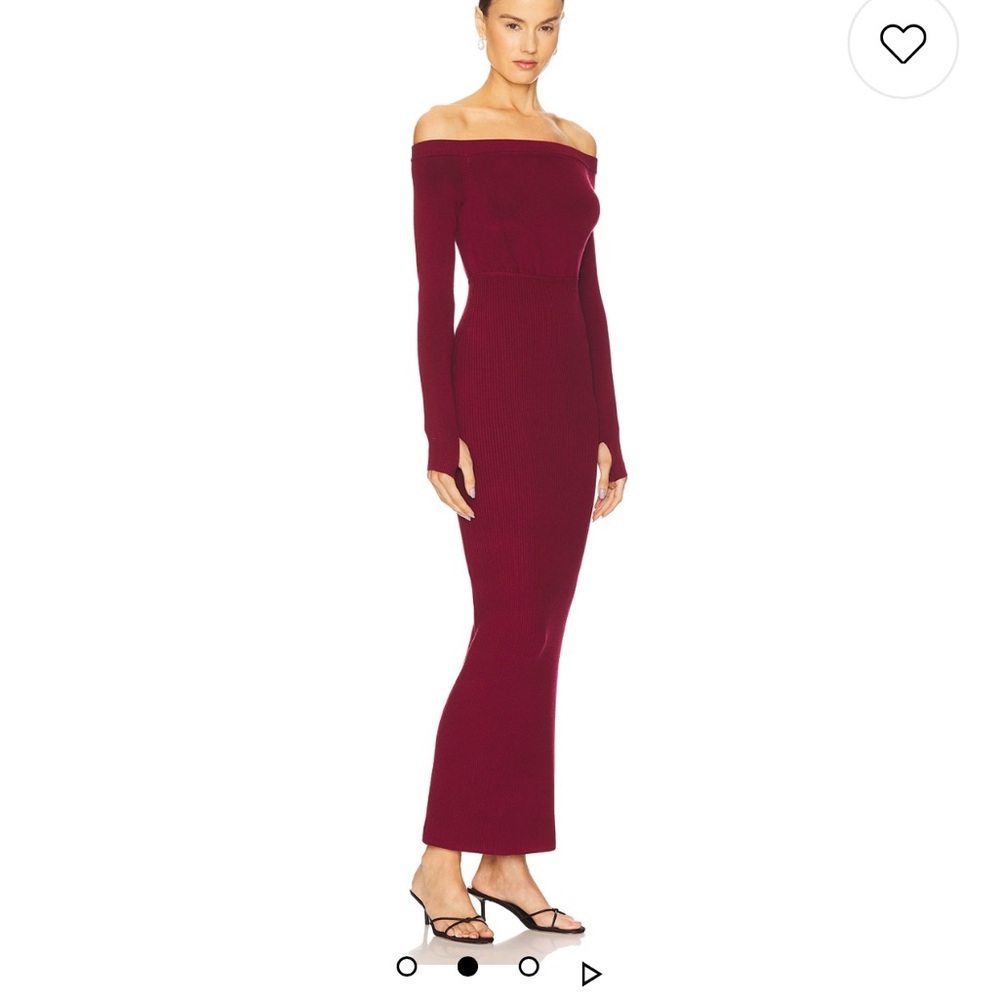 New | Michael Costello X REVOLVE Off Shoulder Bodycon Maxi Dress in
Maroon XS